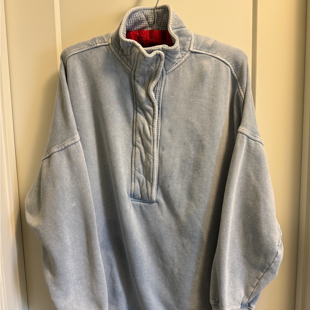 aerie Light Blue Sweatshirt with Red Trim
